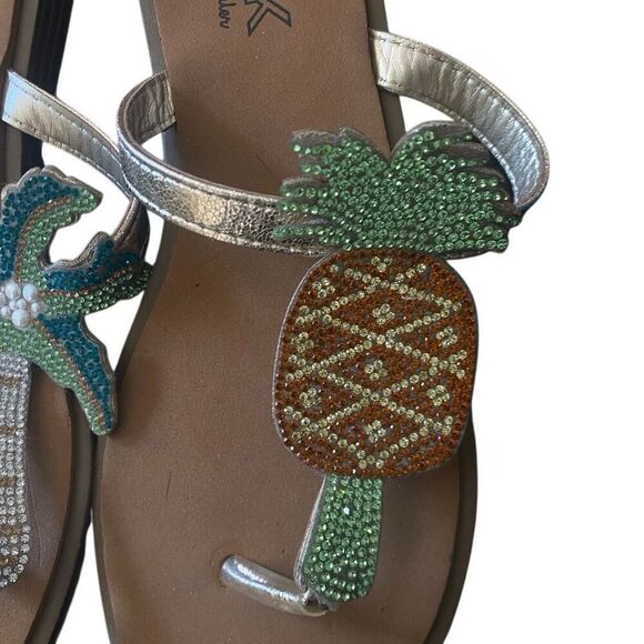 WLK by S. Miller palm tree pineapple bling flat thong size 7 - Picture 3 of 7